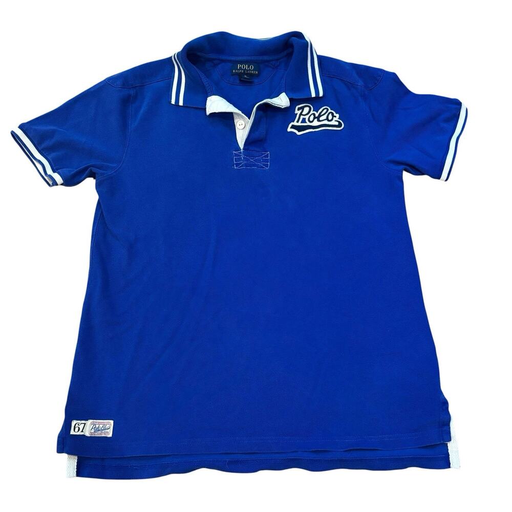 Polo Ralph Lauren Boys Rugby Short Sleeve Polo Felt Spell Out Youth XL (18-20)